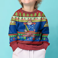 Solomon Islands Christmas Kid Ugly Christmas Sweater Santa With Flag Of Solomon Polynesian Tribal Xmas Vibe LT03 - Polynesian Pride