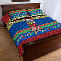 Solomon Islands Christmas Quilt Bed Set Santa With Flag Of Solomon Polynesian Tribal Xmas Vibe LT03 - Polynesian Pride