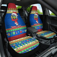 Personalised Solomon Islands Christmas Car Seat Cover Santa With Flag Of Solomon Polynesian Tribal Xmas Vibe LT03 One Size Blue - Polynesian Pride
