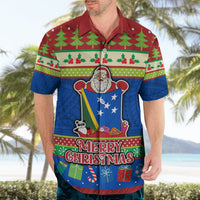 Personalised Solomon Islands Christmas Hawaiian Shirt Santa With Flag Of Solomon Polynesian Tribal Xmas Vibe LT03 - Polynesian Pride