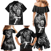 New Zealand Rugby Family Matching Mermaid Dress and Hawaiian Shirt Maori Warrior Rugby with Silver Fern Sleeve Tribal Ethnic Style LT03 - Polynesian Pride