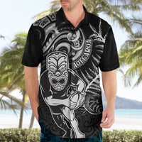 Personalised New Zealand Rugby Hawaiian Shirt Maori Warrior Rugby with Silver Fern Sleeve Tribal Ethnic Style LT03 - Polynesian Pride