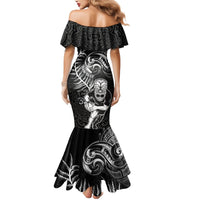 Personalised New Zealand Rugby Mermaid Dress Maori Warrior Rugby with Silver Fern Sleeve Tribal Ethnic Style LT03 - Polynesian Pride