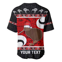 Personalized New Zealand Christmas Baseball Jersey Santa Haka Fern and Kiwi Bird Tino Rangatiratanga Maori Flag Style LT03 - Polynesian Pride