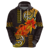 Hawaii Turtle Hibiscus Flower Hoodie Polynesian Tattoo LT03 - Polynesian Pride