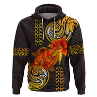 Hawaii Turtle Hibiscus Flower Zip Hoodie Polynesian Tattoo LT03 Pullover Hoodie Black - Polynesian Pride