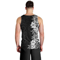 Hawaii Tropical Leaves and Flowers Men Tank Top Tribal Polynesian Pattern Black White Style LT03 - Polynesian Pride