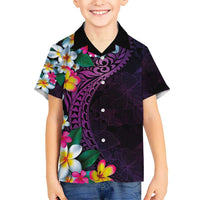 Hawaiian Plumeria-Polynesian Art Tattoo Mauve Color Kid Hawaiian Shirt