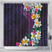 Hawaiian Plumeria-Polynesian Art Tattoo Mauve Color Shower Curtain