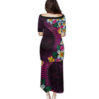Hawaiian Plumeria-Polynesian Art Tattoo Plum Pink Color Family Matching Puletasi and Hawaiian Shirt