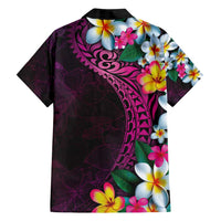 Hawaiian Plumeria-Polynesian Art Tattoo Plum Pink Color Family Matching Summer Maxi Dress and Hawaiian Shirt