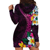 Hawaiian Plumeria-Polynesian Art Tattoo Plum Pink Color Hoodie Dress