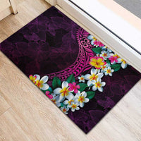 Hawaiian Plumeria-Polynesian Art Tattoo Plum Pink Color Rubber Doormat