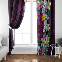 Hawaiian Plumeria-Polynesian Art Tattoo Plum Pink Color Window Curtain
