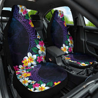Hawaiian Plumeria-Polynesian Art Tattoo Frosted Blue Violet Color Car Seat Cover