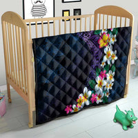 Hawaiian Plumeria-Polynesian Art Tattoo Frosted Blue Violet Color Quilt