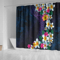 Hawaiian Plumeria-Polynesian Art Tattoo Frosted Blue Violet Color Shower Curtain