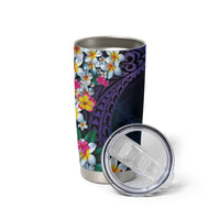 Hawaiian Plumeria-Polynesian Art Tattoo Frosted Blue Violet Color Tumbler Cup