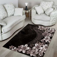 Hawaiian Plumeria-Polynesian Art Tattoo Grayscale Color Area Rug