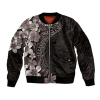 Hawaiian Plumeria-Polynesian Art Tattoo Grayscale Color Bomber Jacket