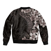 Hawaiian Plumeria-Polynesian Art Tattoo Grayscale Color Bomber Jacket