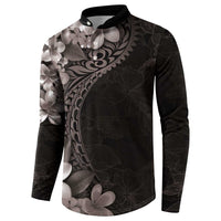 Hawaiian Plumeria-Polynesian Art Tattoo Grayscale Color Button Sweatshirt
