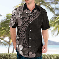 Hawaiian Plumeria-Polynesian Art Tattoo Grayscale Color Hawaiian Shirt