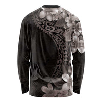 Hawaiian Plumeria-Polynesian Art Tattoo Grayscale Color Long Sleeve Shirt