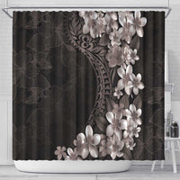 Hawaiian Plumeria-Polynesian Art Tattoo Grayscale Color Shower Curtain
