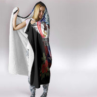 American Samoa and United States Together Hooded Blanket National Flag with Eagle-Hibiscus and Rose