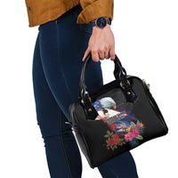 American Samoa and United States Together Shoulder Handbag National Flag with Eagle-Hibiscus and Rose