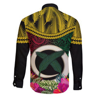 Vanuatu 44th Anniversary Independence Day Family Matching Long Sleeve Bodycon Dress and Hawaiian Shirt Boars Tusk and Namele Plant LT03 - Polynesian Pride