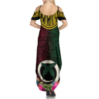 Vanuatu 44th Anniversary Independence Day Summer Maxi Dress Boars Tusk and Namele Plant LT03 - Polynesian Pride