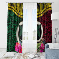 Vanuatu 44th Anniversary Independence Day Window Curtain Boars Tusk and Namele Plant LT03
