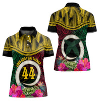 Vanuatu 44th Anniversary Independence Day Women Polo Shirt Boars Tusk and Namele Plant LT03