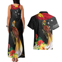 Papua New Guinea Independence Day Couples Matching Tank Maxi Dress and Hawaiian Shirt PNG Flag and Bird-of-Paradise