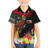 Papua New Guinea Independence Day Kid Hawaiian Shirt PNG Flag and Bird-of-Paradise