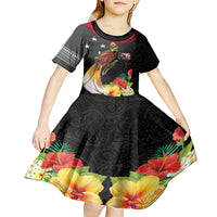 Papua New Guinea Independence Day Kid Short Sleeve Dress PNG Flag and Bird-of-Paradise