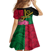 Vanuatu Flag Hibiscus Polynesian Pattern Family Matching Tank Maxi Dress and Hawaiian Shirt LT03 - Polynesian Pride