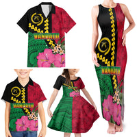 Vanuatu Flag Hibiscus Polynesian Pattern Family Matching Tank Maxi Dress and Hawaiian Shirt LT03 - Polynesian Pride