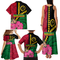 Vanuatu Flag Hibiscus Polynesian Pattern Family Matching Tank Maxi Dress and Hawaiian Shirt LT03 - Polynesian Pride
