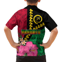 Vanuatu Flag Hibiscus Polynesian Pattern Hawaiian Shirt