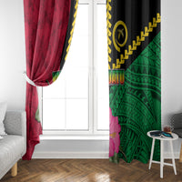 Vanuatu Flag Hibiscus Polynesian Pattern Window Curtain