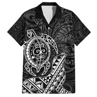 Hawaii Monk Seal and Dolphin Hawaiian Shirt Polynesian Kakau Pattern Black White Color LT03 Black - Polynesian Pride