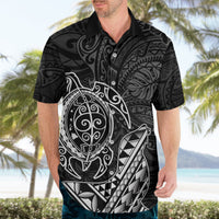 Hawaii Monk Seal and Dolphin Hawaiian Shirt Polynesian Kakau Pattern Black White Color LT03 - Polynesian Pride