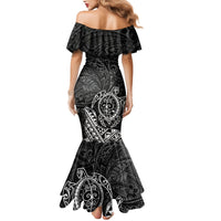 Hawaii Monk Seal and Dolphin Mermaid Dress Polynesian Kakau Pattern Black White Color LT03 - Polynesian Pride