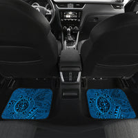 Hawaii Monk Seal and Dolphin Car Mats Polynesian Kakau Pattern Blue