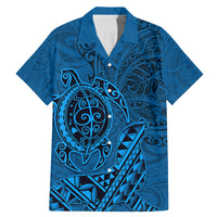 Hawaii Monk Seal and Dolphin Family Matching Mermaid Dress and Hawaiian Shirt Polynesian Kakau Pattern Blue