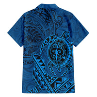 Hawaii Monk Seal and Dolphin Family Matching Summer Maxi Dress and Hawaiian Shirt Polynesian Kakau Pattern Blue