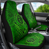Hawaii Monk Seal and Dolphin Car Seat Cover Polynesian Kakau Pattern Green